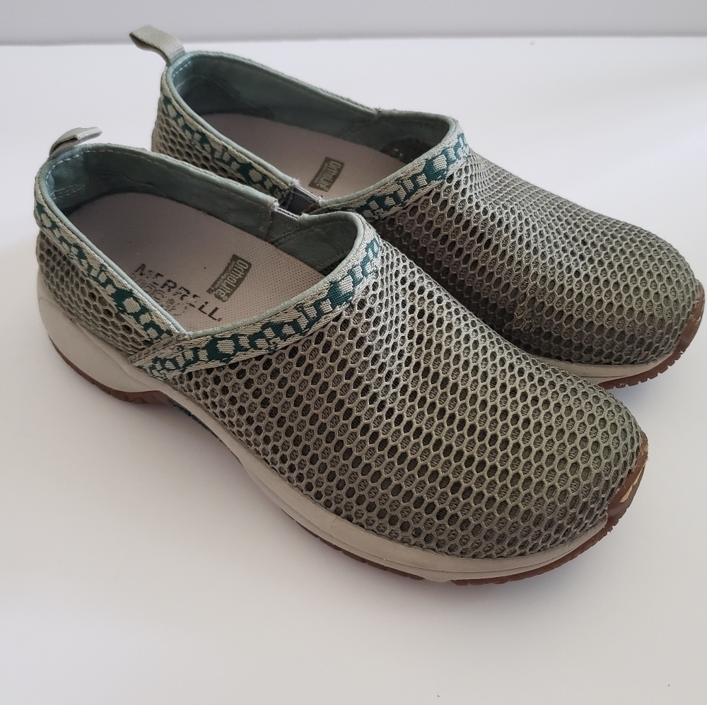 Merrell Encore Breeze Clog Style Sneakers Sz 6 Green White Sage Hiking Walking - Picture 1 of 11